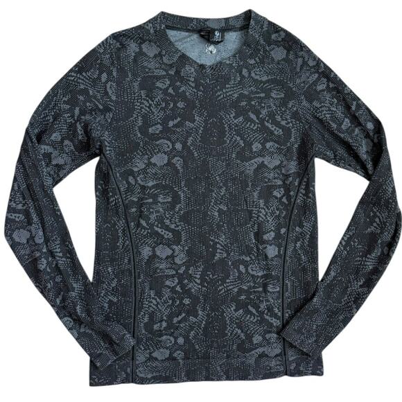 Sweaty‎ Betty Animal Crew Neck Base Layer Top Black Snakeskin Size 8 - Picture 1 of 8